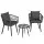 Gardeon 3 Piece Outdoor Bistro Set, Grey PE Wicker Patio Lounge Setting with Cushions, Steel Frame & Glass Table