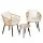 Gardeon 3 Piece Outdoor Bistro Set Natural PE Wicker Patio Furniture with Cushions and Glass Table, 2 Chairs
