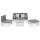 Gardeon 4 Seater Outdoor Sofa Set 5 Piece Patio Lounge, PE Rattan, Cushions, Table, White/Grey, All Weather