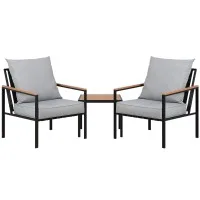 Gardeon 3PC Outdoor Bistro Set - Black Steel Frame, UV-Resistant Cushions, Easy Assembly, Weatherproof Patio Furniture