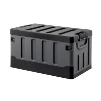 Gardeon Collapsible Outdoor Storage Box 60L Stackable Folding Organiser Black with Interlocking Lid and Handles