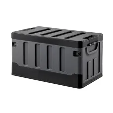 Gardeon Collapsible Outdoor Storage Box 60L Stackable Folding Organiser Black with Interlocking Lid and Handles