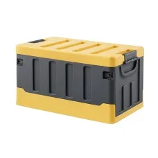 Gardeon Collapsible Outdoor Storage Box 60L Stackable Folding Organiser with Interlocking Lid Yellow
