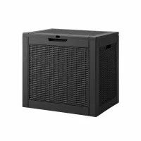 Gardeon Outdoor Storage Box 118L Lockable Rattan-Texture Garden Tool Toy Container for Indoor Outdoor Use Black