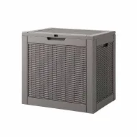Gardeon Outdoor Storage Box 118L Lockable Rattan-Texture Brown for Garden Patio and Household Essentials