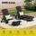 Gardeon Sun Lounge Beach Chair HDPE Adirondack Lounger 4-Position Adjustable Recliner with Wheels, Black, 194cm