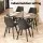 Gardeon 120CM Black Outdoor Dining Table, Steel Frame, Tempered Glass Top, with Parasol Hole and Anti-Slip Feet