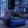 Artiss Gaming Bean Bag Chair Cover 600D Water Resistant Splash Proof with Pockets Cup Holder Blue Black