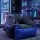 Artiss Gaming Bean Bag Chair Cover 600D Water Resistant Splash Proof with Pockets Cup Holder Blue Black