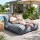 Artiss 2-Seater Outdoor Bean Bag Cover Grey 600D Polyester Splash Proof UV Resistant Large L-Shape Sofa Cover