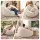 Artiss Beige Faux Fur Bean Bag Cover Large Round 107 x 107 x 81 cm Washable No Filler Storage Seat Sofa