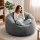 Artiss Grey Faux Fur Bean Bag Cover 107cm Round Large Washable Soft Lounge Seat Cover No Filler Included