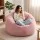 Artiss Large Faux Fur Bean Bag Cover 107x107x81cm Round Washable Plush Pink No Filler Included Option