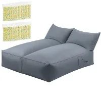 Artiss 2 Seater Outdoor Bean Bag Chair with Memory Foam Filling Grey 600D Water-Resistant Removable Cover