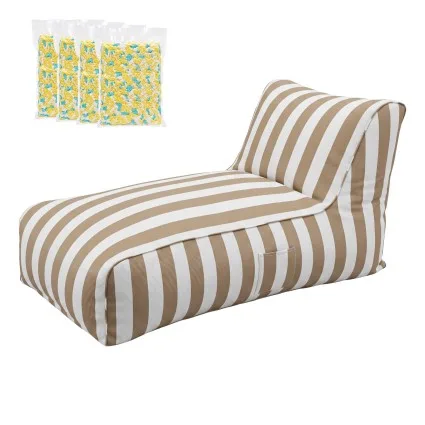 Artiss Outdoor Bean Bag Chair Taupe Memory Foam L-Shape Water-Resistant Polyester 120x60x66cm Long Lasting