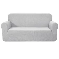 Artiss 3 Seater Sofa Cover Grey, High Stretch Polar Fleece Couch Protector, Anti-Slip, Machine Washable, Fits Most Sofas