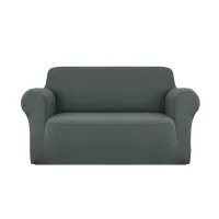 Artiss 2 Seater Stretch Sofa Cover Grey, Knitted Fabric, Machine Washable, All-Round Protection, Easy Fit