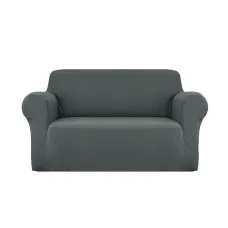 Artiss 2 Seater Stretch Sofa Cover Grey, Knitted Fabric, Machine Washable, All-Round Protection, Easy Fit