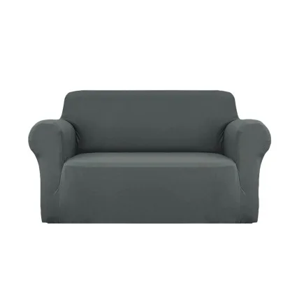 Artiss 2 Seater Stretch Sofa Cover Grey, Knitted Fabric, Machine Washable, All-Round Protection, Easy Fit