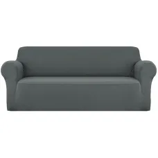 Artiss 4 Seater Sofa Cover Grey, Stretch Knitted Fabric, Machine Washable, Anti-Slip, Fits Most Couch Styles
