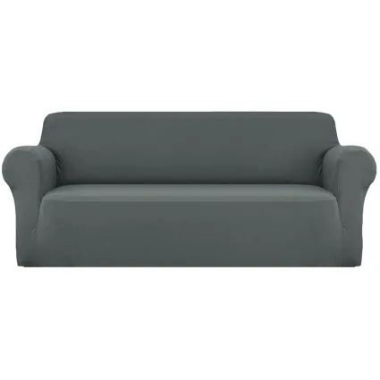 Artiss 4 Seater Sofa Cover Grey, Stretch Knitted Fabric, Machine Washable, Anti-Slip, Fits Most Couch Styles