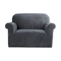 Artiss Velvet Sofa Cover for 1-Seater - Stretchable Crystal Velvet, Anti-Slip, Machine Washable, Grey, 81-120cm