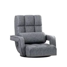 Artiss Adjustable Floor Lounge Sofa Bed, Linen Fabric, Grey, 49x58x71cm, Versatile Swivel Design with Bonus Pillow