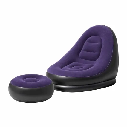 Gardeon Inflatable Chair with Ottoman Purple Portable PVC Flocked Seating 150kg Capacity 2026 Model