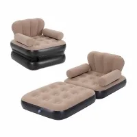 Gardeon Inflatable Pull Out Chair Sun Lounge Air Sofa Convertible Camping Daybed with Pump Coffee 192cm