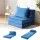 Artiss 3-in-1 Convertible Folding Sofa Bed, Armless Velvet Lounger with Pillow, High-Density Foam, Non-Slip Base, Blue