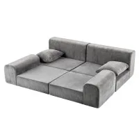 Artiss 5-in-1 Convertible Modular Sofa Bed Floor Mattress Curved Couch Grey 300kg Four-Piece Design