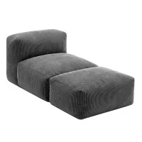Artiss Foldable Bean Bag Sofa Bed Cloud Couch Boneless Floor Lounger Chair Grey Corduroy 164x82x75cm