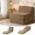 Artiss 3-in-1 Folding Sofa Bed Convertible Armless Foam Floor Futon Lounger with Washable Velvet Cover Brown