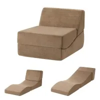 Artiss 3-in-1 Folding Sofa Bed Convertible Armless Foam Floor Futon Lounger with Washable Velvet Cover Brown