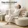 Artiss 2-in-1 Convertible Sofa Bed Floor Couch 203cm Beige Corduroy with Washable Cover and Two Pillows
