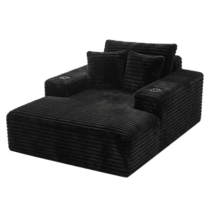 Artiss Sofa Bed Lounge Chair Sleeper Faux Fur Black