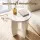 Artiss Single Sofa and Round End Table Set White Teddy Fleece Frameless Modular Couch 150kg Capacity