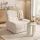 Artiss Single Sofa and Round End Table Set White Teddy Fleece Frameless Modular Couch 150kg Capacity