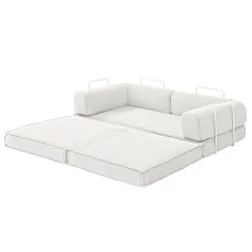 Artiss Convertible Folding Sofa Bed Beige - 2-Seater, Breathable Corduroy, Steel Frame, 300kg Capacity, 180x100x68cm