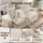 Artiss Convertible Corduroy Sofa Bed 200cm Boneless Couch, 30D High-Density Foam, Lounger with Headrests, Blanket, Beige