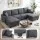Artiss Modular U-Shaped Sectional Storage Sofa Grey Faux Linen with Movable Ottomans and Deep Seating
