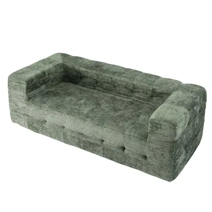 Artiss Comfort Boneless 3‑Seater Compressed Sofa Bed 186cm Green Luxury Chenille High‑Density Foam Core