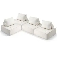 Artiss 4-Seater Floor Sofa Lounge Chair with Pillow - Ergonomic Bouclé Fabric, 86cm x 86cm x 76cm, Plush Comfort