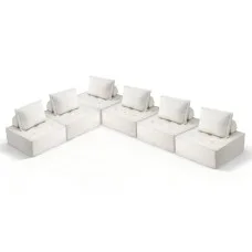 Artiss Floor Sofa Lounge Chair 6-Seater with Pillow - Bouclé Fabric, High-Density Foam, Ergonomic Support, Easy Setup