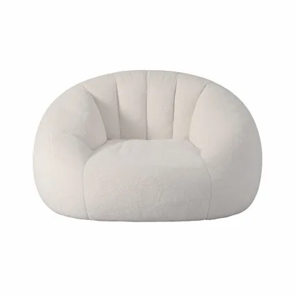 Artiss Shell-Shaped Boneless Couch Faux Fur Small Single Boneless Bean Bag Lounge Chair White 130x112x74cm
