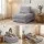 Artiss 1 Seater Corduroy Convertible Sofa Bed Grey Boneless Pull-Out Couch Removable Cover 81x90x40cm