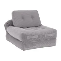 Artiss 1 Seater Corduroy Convertible Sofa Bed Grey Boneless Pull-Out Couch Removable Cover 81x90x40cm