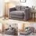 Artiss 2-Seater Corduroy Convertible Boneless Sofa Bed Grey Pull Out Couch with Pillows 140cm Wide