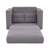 Artiss 2-Seater Corduroy Convertible Boneless Sofa Bed Grey Pull Out Couch with Pillows 140cm Wide