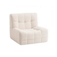 Artiss Single Small Boneless Floor Couch White Fabric Modular Memory Foam Ergonomic L-Shaped Chair 1 Seater